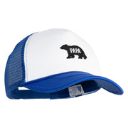 Papa Bear Black Patched Summer Foam Mesh Trucker Cap - Royal White OSFM