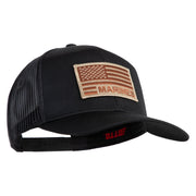 USA Brown Flag Marines Patched Solid Cotton Twill Mesh Prostyle Cap - Black OSFM