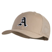 Old English A Iron on Patched Retro Trucker Cap - Khaki OSFM