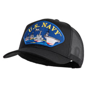 U.S. Navy Ships Blue Patched Solid Cotton Twill Mesh Prostyle Cap - Black OSFM