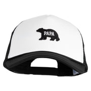 Papa Bear Black Patched Summer Foam Mesh Trucker Cap - Black White OSFM