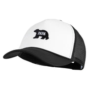 Papa Bear Black Patched Summer Foam Mesh Trucker Cap - Black White OSFM