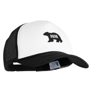 Papa Bear Black Patched Summer Foam Mesh Trucker Cap - Black White OSFM