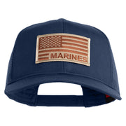 USA Brown Flag Marines Patched Solid Cotton Twill Mesh Prostyle Cap - Navy OSFM