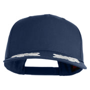 Scrambled Eggs Silver Patched Solid Cotton Twill 5 Panel Prostyle Snap Cap - Navy OSFM