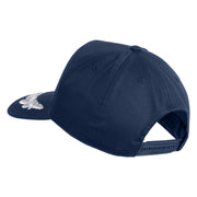 Scrambled Eggs Silver Patched Solid Cotton Twill 5 Panel Prostyle Snap Cap - Navy OSFM