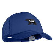 Papa Bear Black Patched Summer Foam Mesh Trucker Cap - Royal OSFM