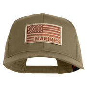 USA Brown Flag Marines Patched Solid Cotton Twill Mesh Prostyle Cap - Khaki OSFM