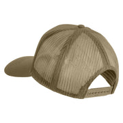 USA Brown Flag Marines Patched Solid Cotton Twill Mesh Prostyle Cap - Khaki OSFM