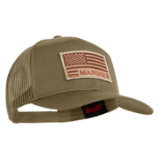 USA Brown Flag Marines Patched Solid Cotton Twill Mesh Prostyle Cap - Khaki OSFM