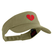 Mini Broken Heart Patched Cotton Twill Sun Visor - Khaki OSFM