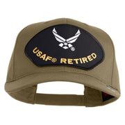 USAF Retired Patched Solid Cotton Twill Pro Style Cap - Khaki OSFM