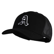 Old English A Iron on Patched Retro Trucker Cap - Black OSFM
