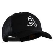 Old English A Iron on Patched Retro Trucker Cap - Black OSFM