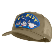 U.S. Navy Ships Blue Patched Solid Cotton Twill Mesh Prostyle Cap - Khaki OSFM