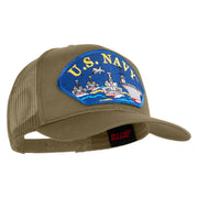 U.S. Navy Ships Blue Patched Solid Cotton Twill Mesh Prostyle Cap - Khaki OSFM