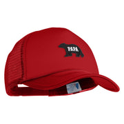 Papa Bear Black Patched Summer Foam Mesh Trucker Cap - Red OSFM