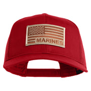 USA Brown Flag Marines Patched Solid Cotton Twill Mesh Prostyle Cap - Red OSFM