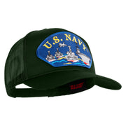 U.S. Navy Ships Blue Patched Solid Cotton Twill Mesh Prostyle Cap - Dark Green OSFM