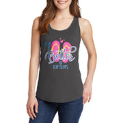 Life is Better In Flops Graphic Design Ladies Big Size Port & Company Core Cotton Tank Top T-Shirt - Charcoal XS