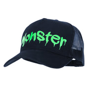 Halloween Monster Design Heat Transfer Solid Cotton Twill 5 Panel Mesh Cap