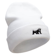 Honey Badger Embroidered 12 Inch Long Knitted Beanie - White OSFM