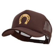 Sheriff Horseshoes Logo Embroidered Summer Foam Mesh Trucker Cap - Chocolate OSFM