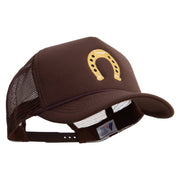 Sheriff Horseshoes Logo Embroidered Summer Foam Mesh Trucker Cap - Chocolate OSFM