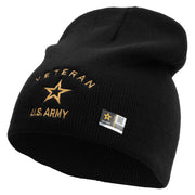 US Army Veteran Military Embroidered 8 Inch Knitted Short Beanie