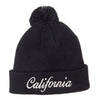 California Embroidered Pom Cuff Beanie