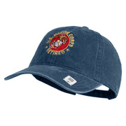 US Marine Corps Retired Emblem Embroidered Washed Solid Pigment Dyed Cotton Twill Brass Buckle Cap - Navy OSFM
