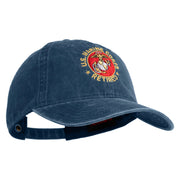 US Marine Corps Retired Emblem Embroidered Washed Solid Pigment Dyed Cotton Twill Brass Buckle Cap - Navy OSFM