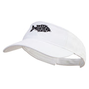 Go With The Flow Fish Embroidered Pro Style Cotton Twill Washed Visor - White OSFM