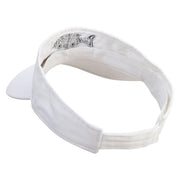 Go With The Flow Fish Embroidered Pro Style Cotton Twill Washed Visor - White OSFM