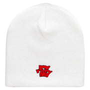 Triple Seven Embroidered 8 Inch Short Beanie - White OSFM