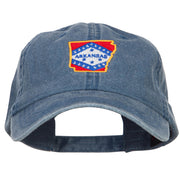 Arkansas State Map Flag Embroidered Washed Cap