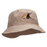 Sailboat Sunset Embroidered Bucket Hat - Khaki OSFM