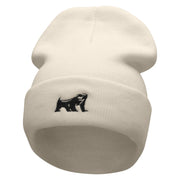 Honey Badger Embroidered 12 Inch Long Knitted Beanie - Birch OSFM