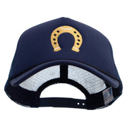 Sheriff Horseshoes Logo Embroidered Summer Foam Mesh Trucker Cap - Navy OSFM