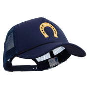 Sheriff Horseshoes Logo Embroidered Summer Foam Mesh Trucker Cap - Navy OSFM