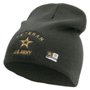 US Army Veteran Military Embroidered 8 Inch Knitted Short Beanie