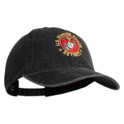 US Marine Corps Retired Emblem Embroidered Washed Solid Pigment Dyed Cotton Twill Brass Buckle Cap - Black OSFM