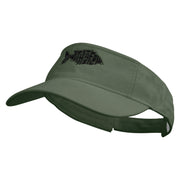 Go With The Flow Fish Embroidered Pro Style Cotton Twill Washed Visor - Olive OSFM