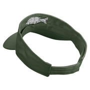 Go With The Flow Fish Embroidered Pro Style Cotton Twill Washed Visor - Olive OSFM