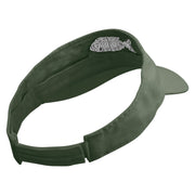 Go With The Flow Fish Embroidered Pro Style Cotton Twill Washed Visor - Olive OSFM