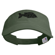 Go With The Flow Fish Embroidered Pro Style Cotton Twill Washed Visor - Olive OSFM