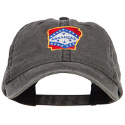 Arkansas State Map Flag Embroidered Washed Cap