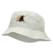 Sailboat Sunset Embroidered Bucket Hat - White OSFM