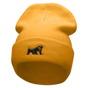 Honey Badger Embroidered 12 Inch Long Knitted Beanie - Camel OSFM