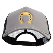 Sheriff Horseshoes Logo Embroidered Summer Foam Mesh Trucker Cap - Grey-Black OSFM